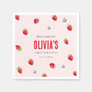 Serviette En Papier Papier d'anniversaire de fraise serviettes