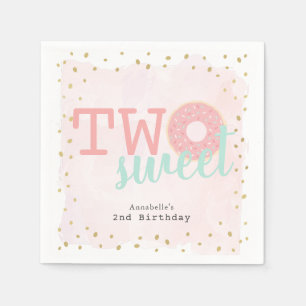 Serviette En Papier Papier d'anniversaire de la fille de deux beignes 