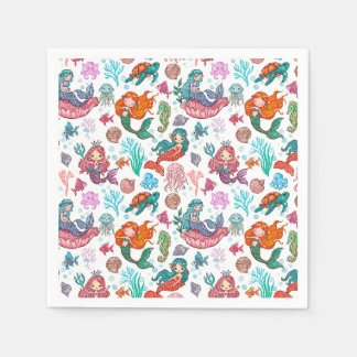 Serviette En Papier Papier d'anniversaire de petite sirène Napkin