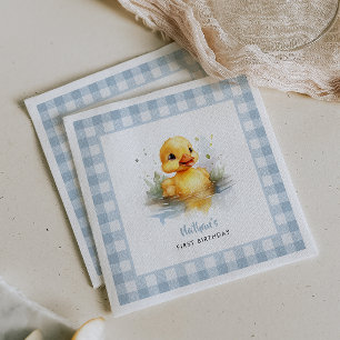 Serviette En Papier Papier d'anniversaire En vichy bleu canard