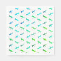 Papier d'anniversaire vert et bleu libellule servi