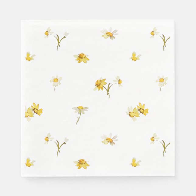 Serviette En Papier Papier d'aquarelle florale Napkin (Devant)