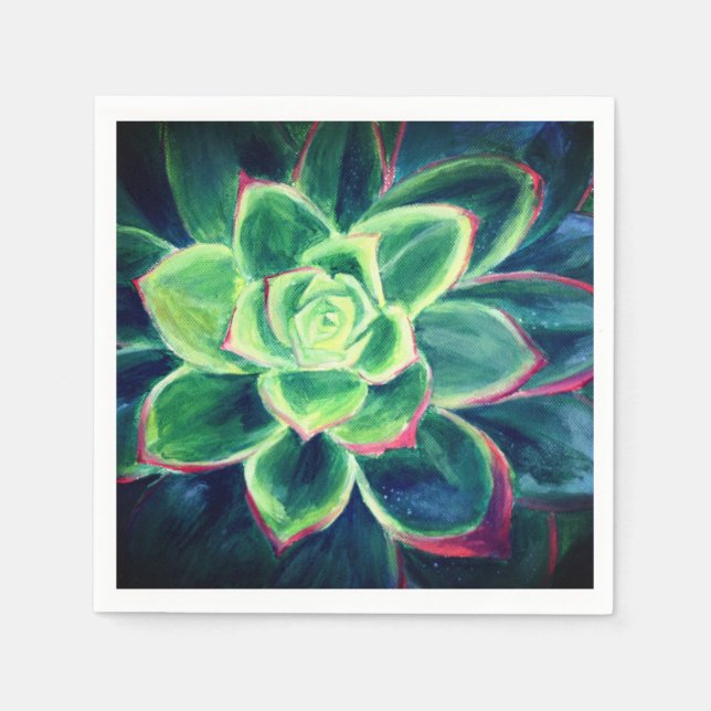 Serviette En Papier Papier d'art Plante Succulent vert serviettes (Devant)