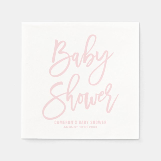 Serviette En Papier Papier de Baby shower à main rose pâle (Devant)