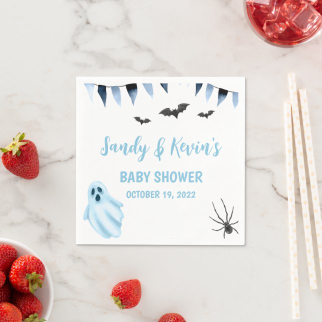 Serviette En Papier Papier de Baby shower Blue Little Boo (En situation)