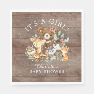 Serviette En Papier Papier de Baby shower d'animaux de bois rustique