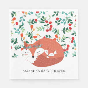 Serviette En Papier Papier de Baby shower de bois Fox