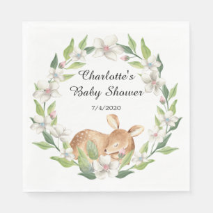 Serviette En Papier Papier de Baby shower de cerf doux en bois