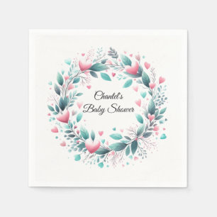 Serviette En Papier Papier de Baby shower de couronne d'Aqua Rose