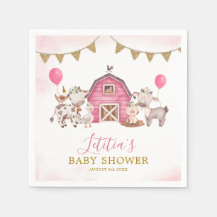 Serviette En Papier Papier de Baby shower de ferme rose fille Napkin