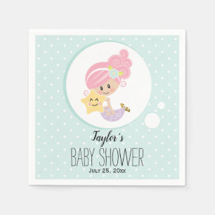 Serviette En Papier Papier de Baby shower de sirène serviettes teint c