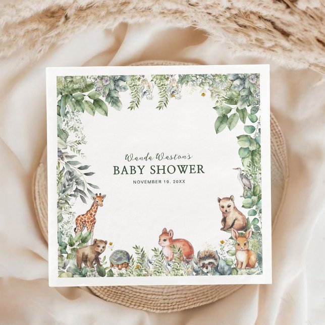 Serviette En Papier Papier de Baby shower en bois rustique (Créateur téléchargé)
