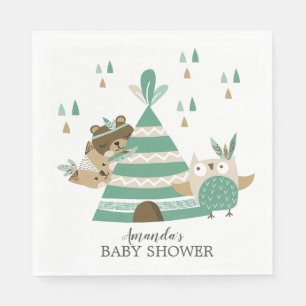 Serviette En Papier Papier de Baby shower pour animaux de forêt tribau