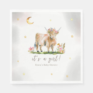 Serviette En Papier Papier de Baby shower pour fille de vache Highland