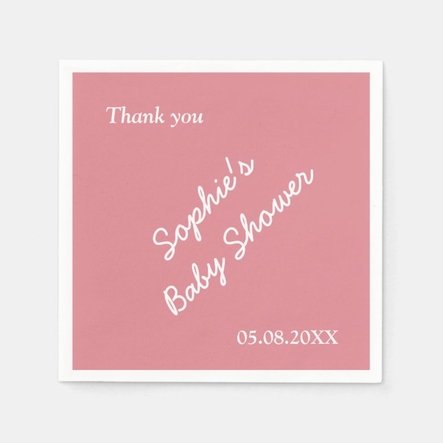 Serviette En Papier Papier de Baby shower rose pâle (Devant)