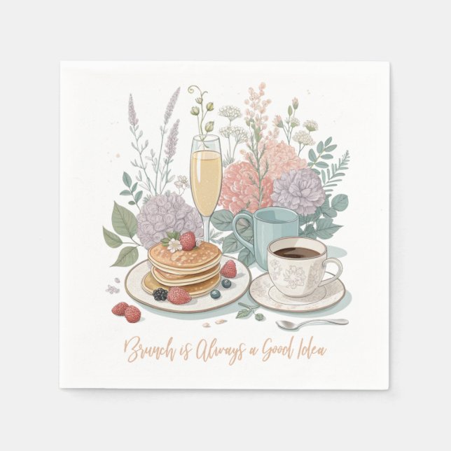 Serviette En Papier Papier de Brunch Floral (Devant)