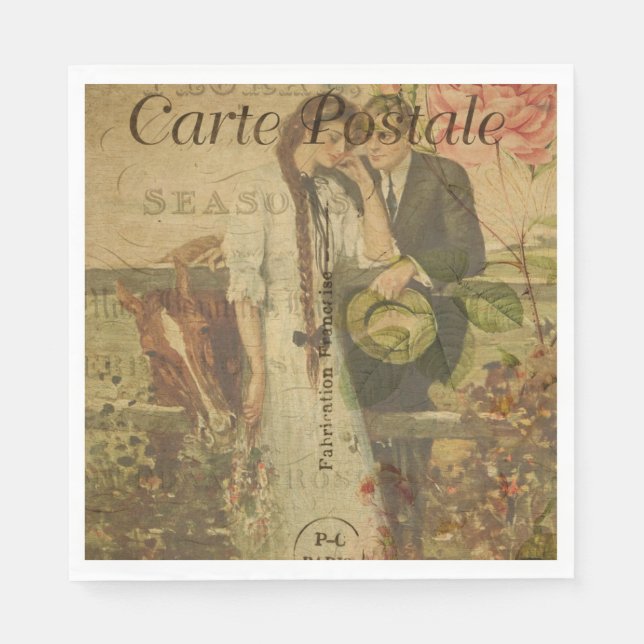 Serviette En Papier Papier de carte postale français Napkin (Devant)