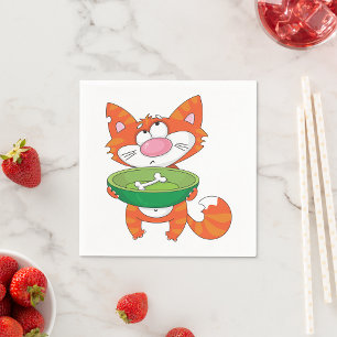 Serviette En Papier Papier de chat affamé