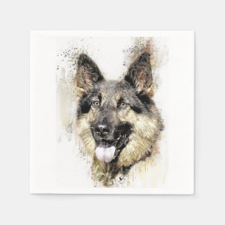 Serviette En Papier Papier de chien berger allemand Napkin