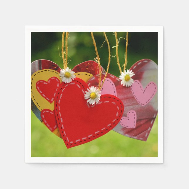 Serviette En Papier Papier de coeur coloré Napkin (Devant)