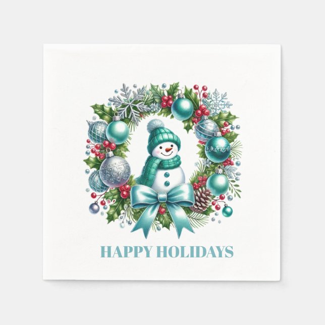 Serviette En Papier Papier de couronne de neige de vacances (Devant)