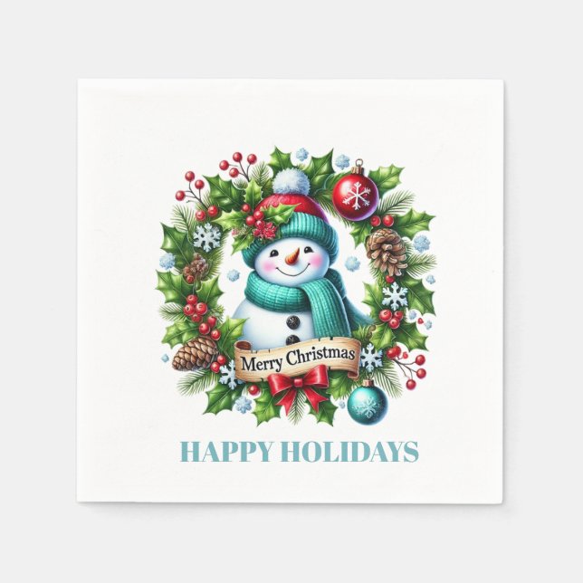 Serviette En Papier Papier de couronne de neige de vacances (Devant)