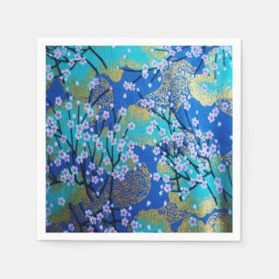 Serviette En Papier Papier de découpage floral Kimono japonais bleu or