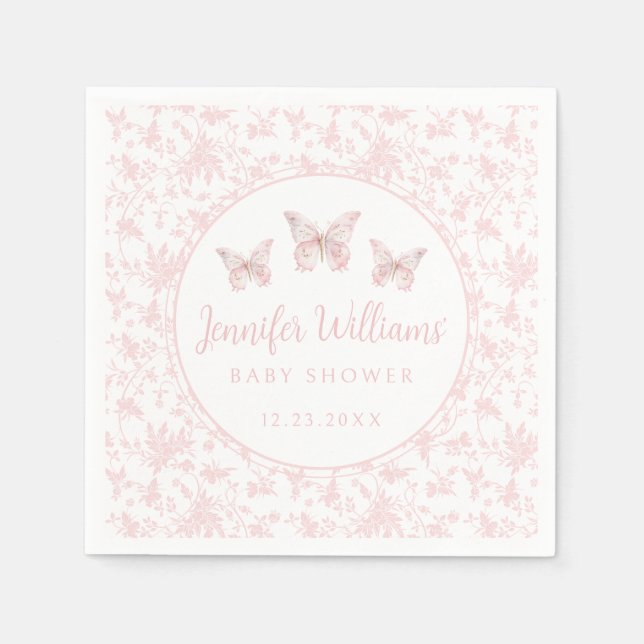 Serviette En Papier Papier de douche pour petite fille papillon rose (Devant)
