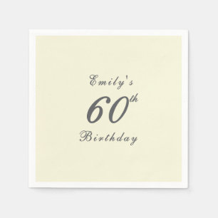 Serviette En Papier Papier de fête d'anniversaire 60 ans crème élégant