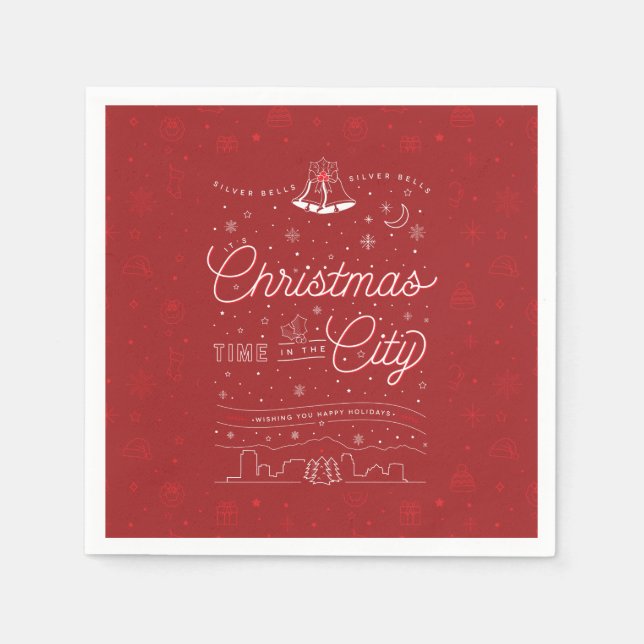 Serviette En Papier Papier de fête de Noël cloches en argent (Devant)
