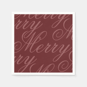 Serviette En Papier Papier de fête de Noël écriture vintage rouge