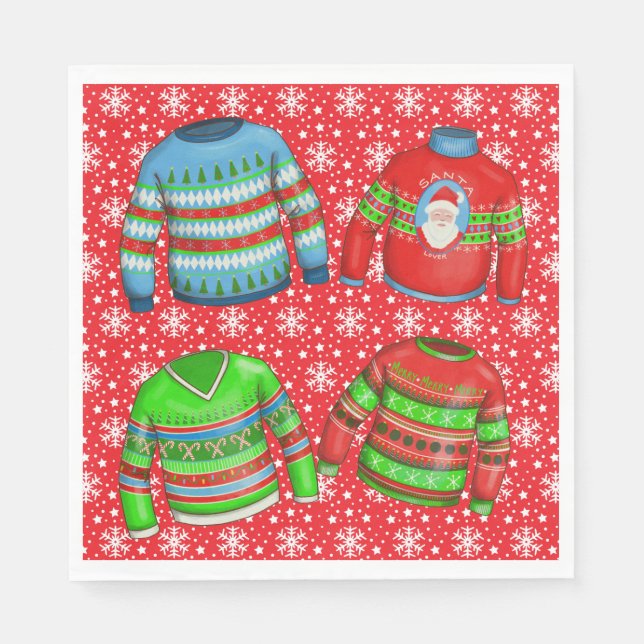 Serviette En Papier Papier de fête de Noël moche (Devant)