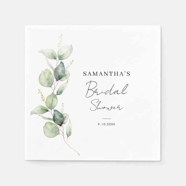 Serviette En Papier Papier de Fête des mariées Botanique Eucalyptus (Devant)