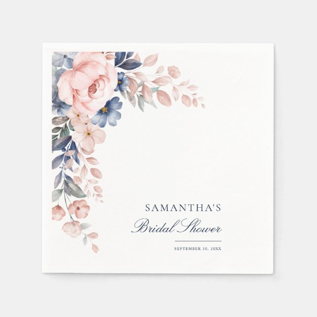 Serviette En Papier Papier de Fête des mariées d'aquarelle rose (Devant)