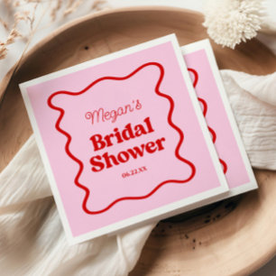 Serviette En Papier Papier de Fête des mariées de bordure rouge rose