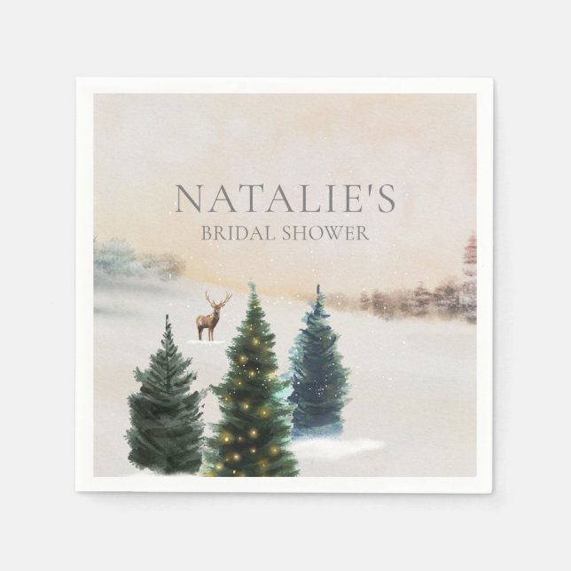 Serviette En Papier Papier de Fête des mariées en bois rustique d'hive (Devant)