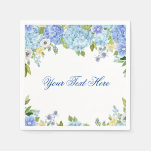 Serviette En Papier Papier de FÊTE Floral Hydrangea Bleu Clair
