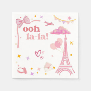 Serviette En Papier Papier de fête Tour Eiffel rose