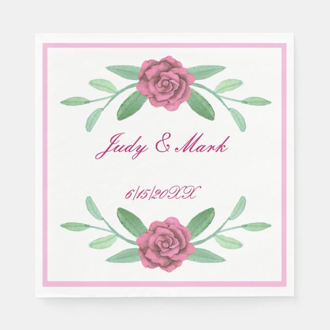 Serviette En Papier Papier de feuillage rose Floral (Devant)