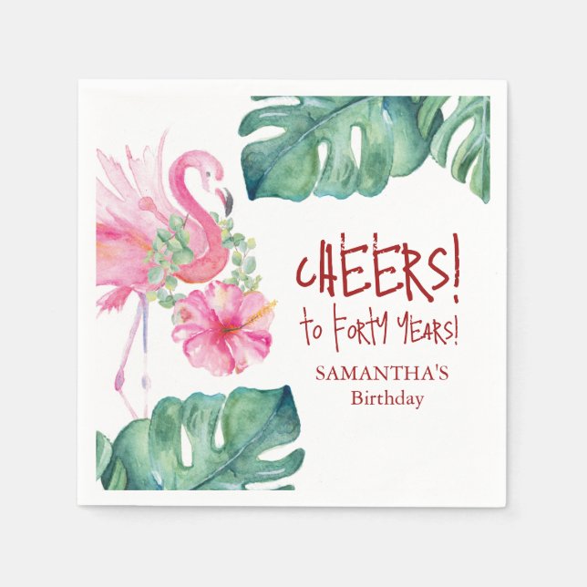 Serviette En Papier Papier de Flamant rose rose décoratif (Devant)