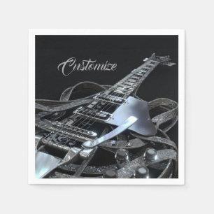 Serviette En Papier Papier de guitare électrique gris argent