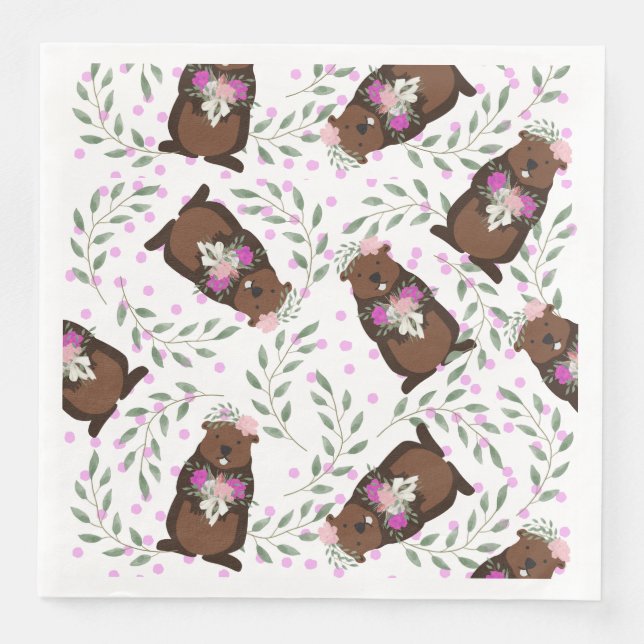 Serviette En Papier Papier de jour de marmotte Napkin (Devant)