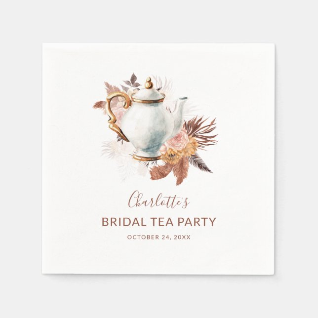Serviette En Papier Papier de la Pampas Grass Terracotta Bride Tea Par (Devant)