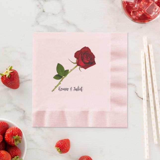 Serviette En Papier Papier de la partie Naples Rouge Rose Custom (En situation)