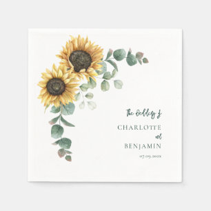 Serviette En Papier Papier de mariage à motif de tournesol floral euca