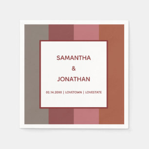 Serviette En Papier Papier de mariage Bauhaus rayé personnalisé servie