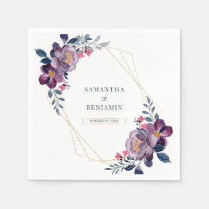 Serviette En Papier Papier de mariage botanique géométrique floral vio