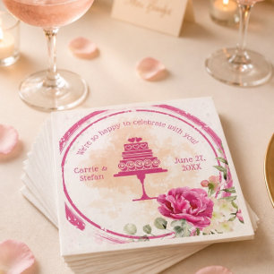 Serviette En Papier Papier de mariage éclaboussé de couleur rose vif
