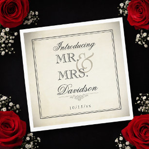 Serviette En Papier Papier de mariage élégant à typographie vintage