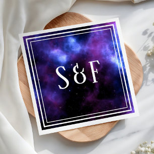 Serviette En Papier Papier de mariage Galaxie Violette Nébuleuse de l'